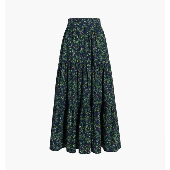 Hill House Home The Camilla Maxi Skirt S Midnight Garden Cotton Tiered - Picture 1 of 5